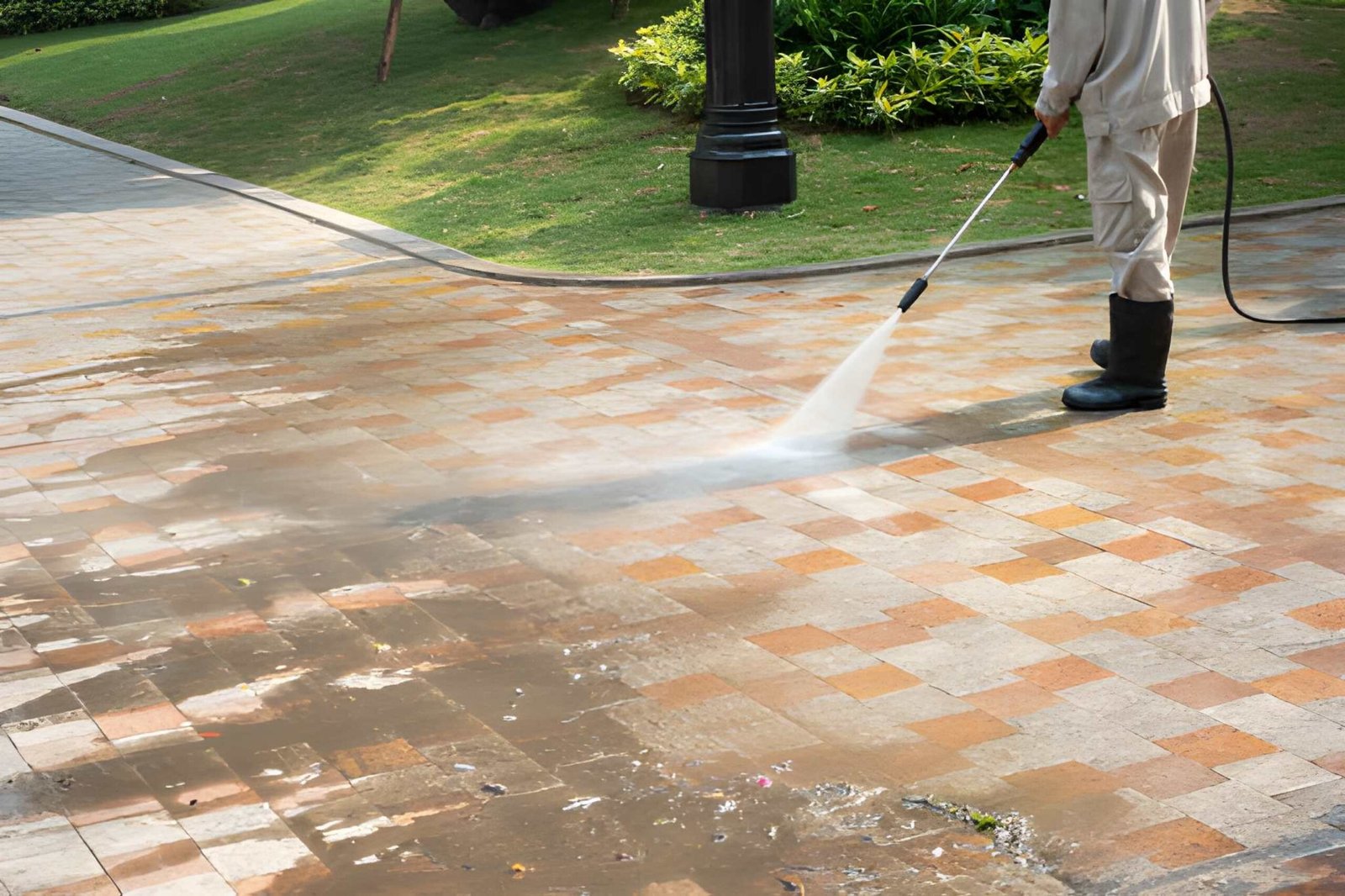 Power washing removing dirt and mold from home siding